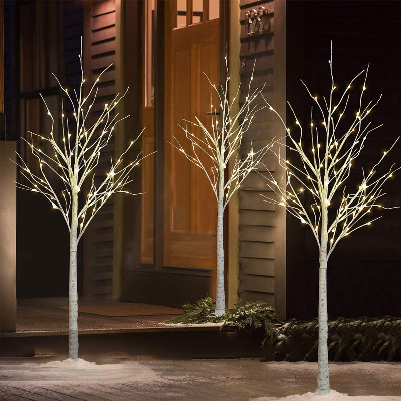 The Holiday Aisle® 3 Pieces Birch Tree, Christmas Decoration Tree Sets